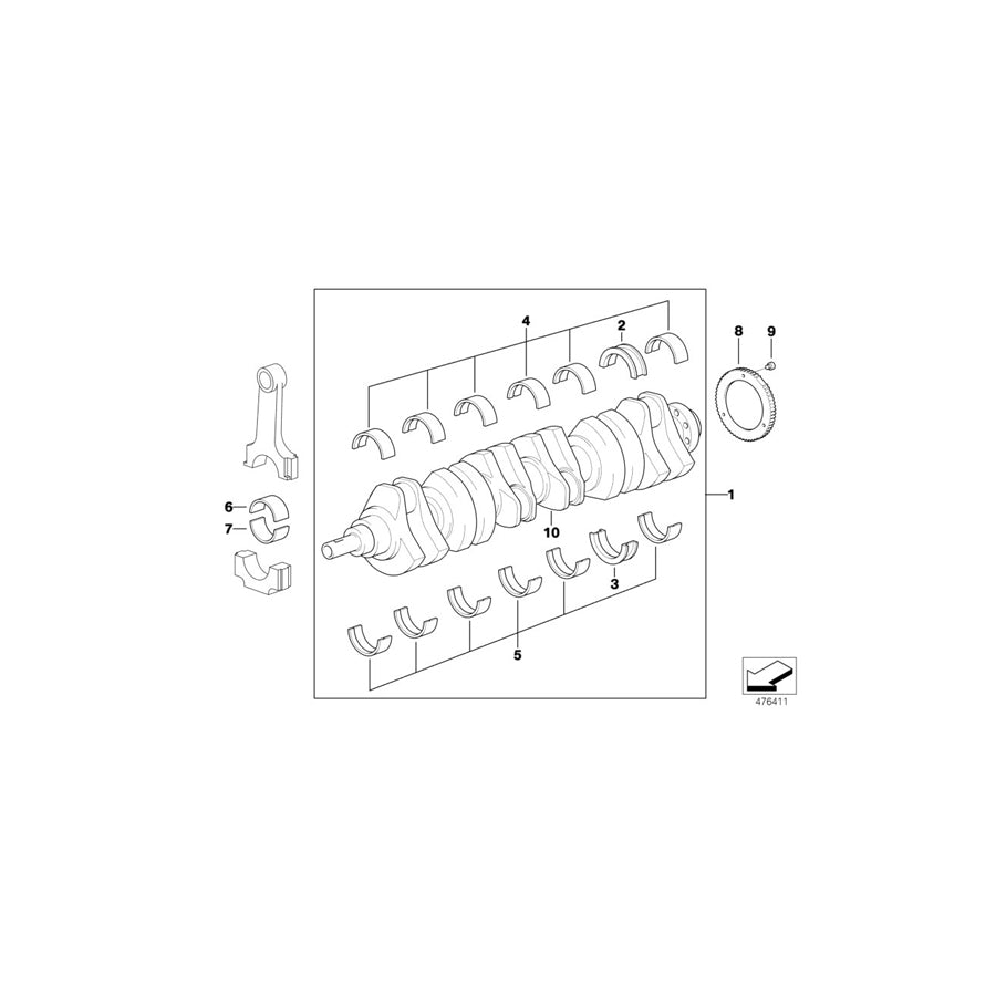 Genuine BMW 11217505383 E39 E46 E36 At-Crankshaft With Bearing Shells (Inc. 320Ci, 320i & Z4 2.2i) | ML Performance US Car Parts