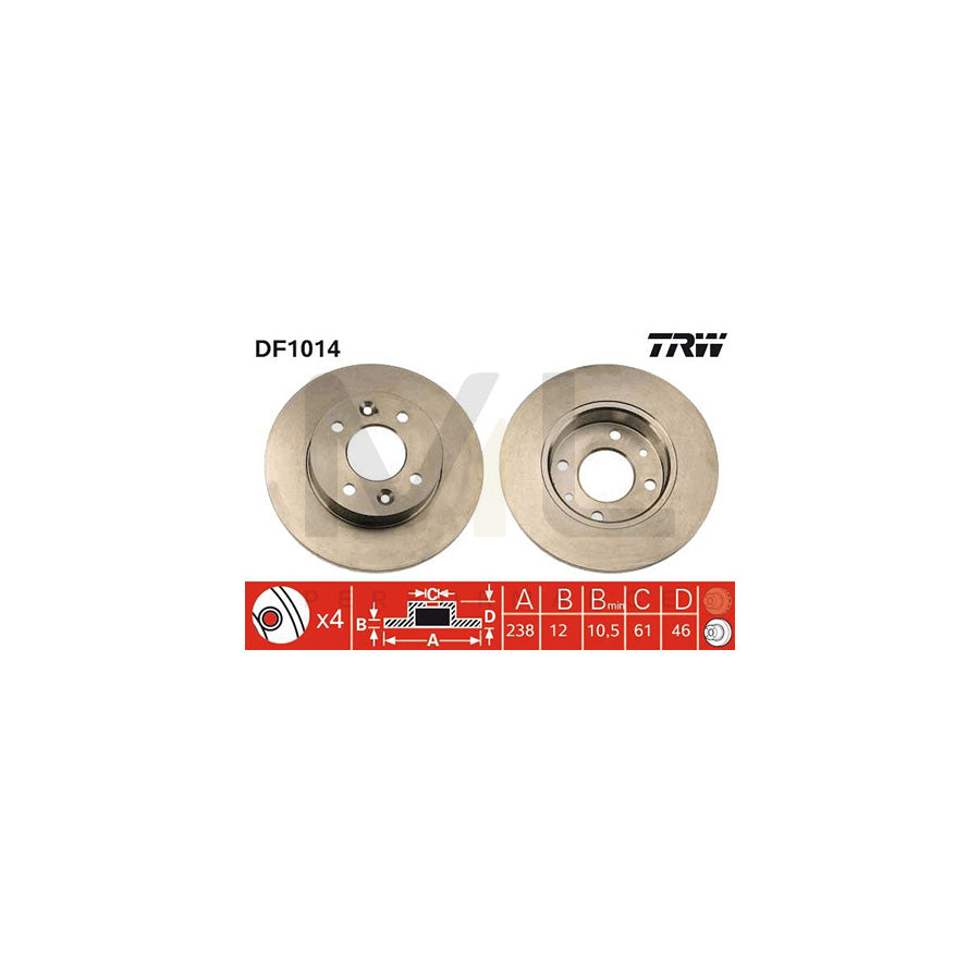 TRW DF1014 Brake Disc Solid | ML Performance Car Parts