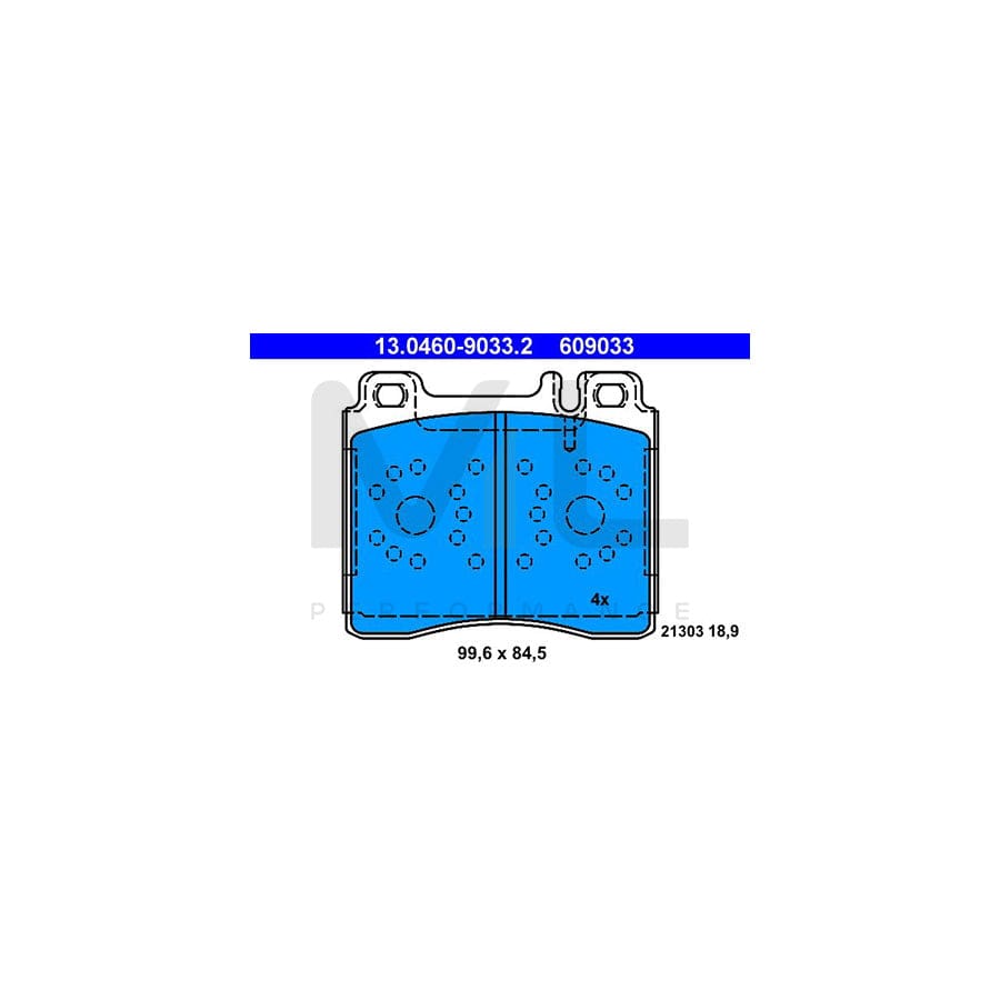 ATE 13.0460-9033.2 Brake pad set suitable for MERCEDES-BENZ S-Class excl. wear warning contact, prepared for wear indicator