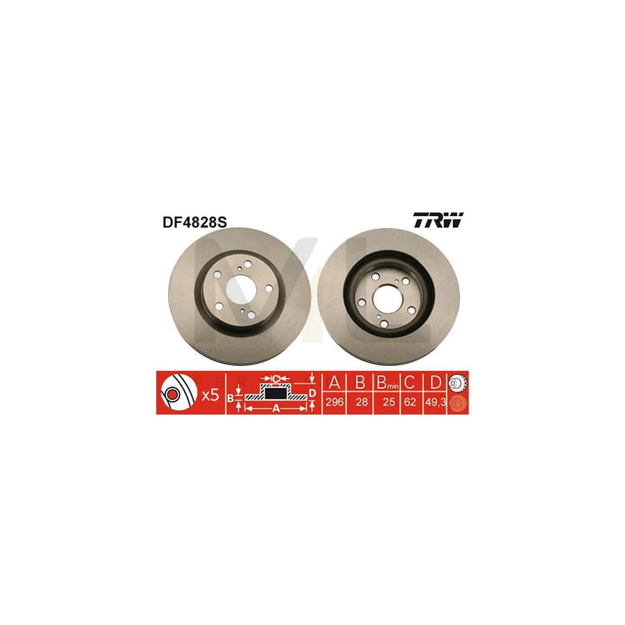 TRW DF4828S Brake Disc Vented, Painted | ML Performance Car Parts