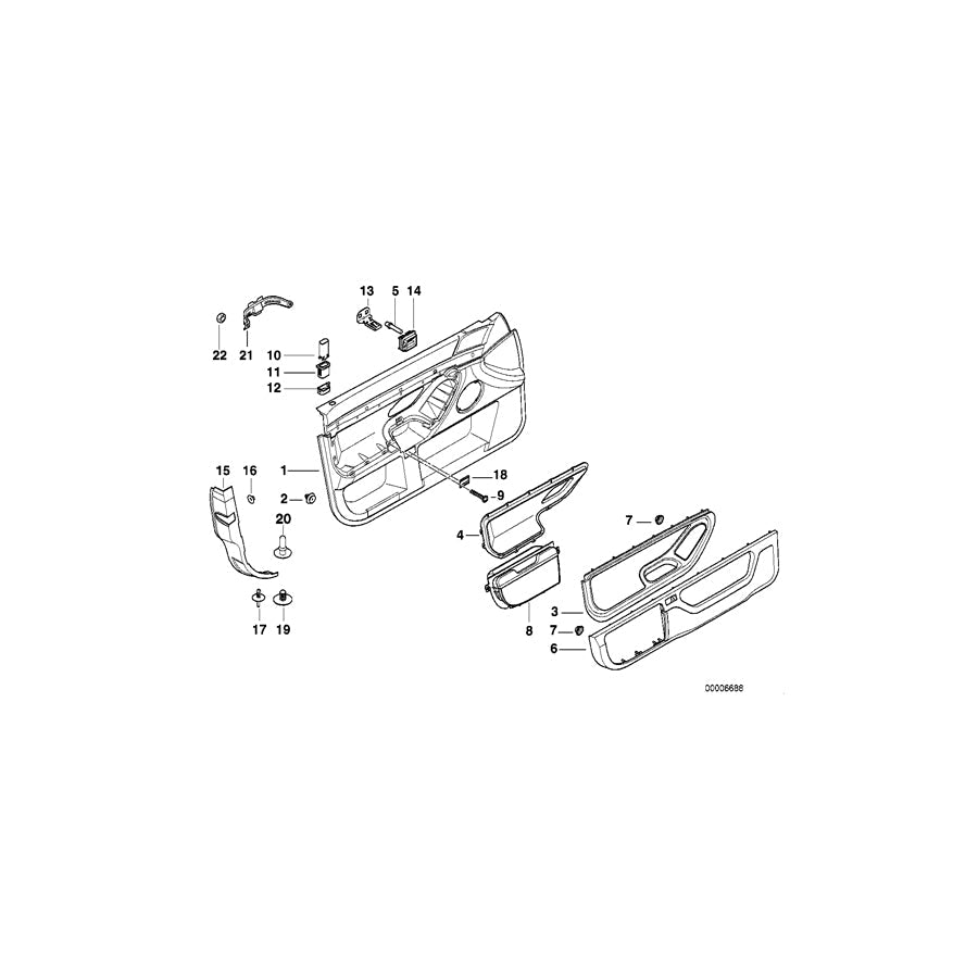 Genuine BMW 51418178410 E38 Right Front Door Trim Panel Insert GRAU (Inc. 730d, 728iL & 730iL) | ML Performance US Car Parts