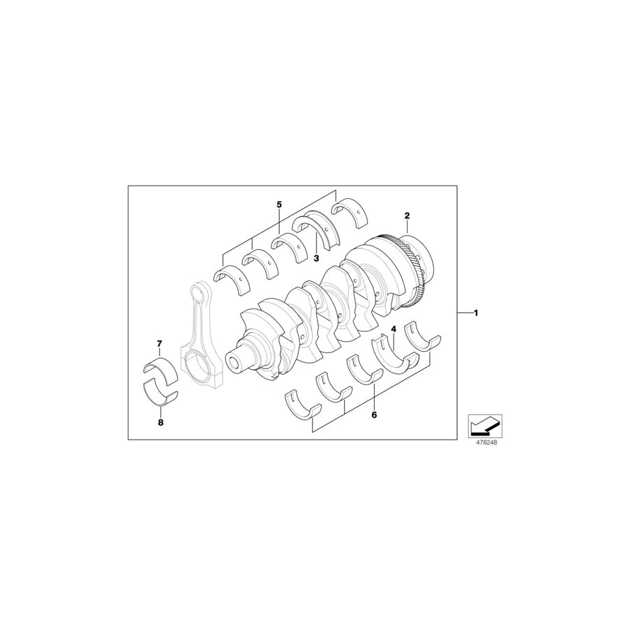 Genuine BMW 11217787749 E61 E83 Guide-Bearing Shell White 59,75MM(+0,25) (Inc. 520d, 330d & 730d) | ML Performance US Car Parts