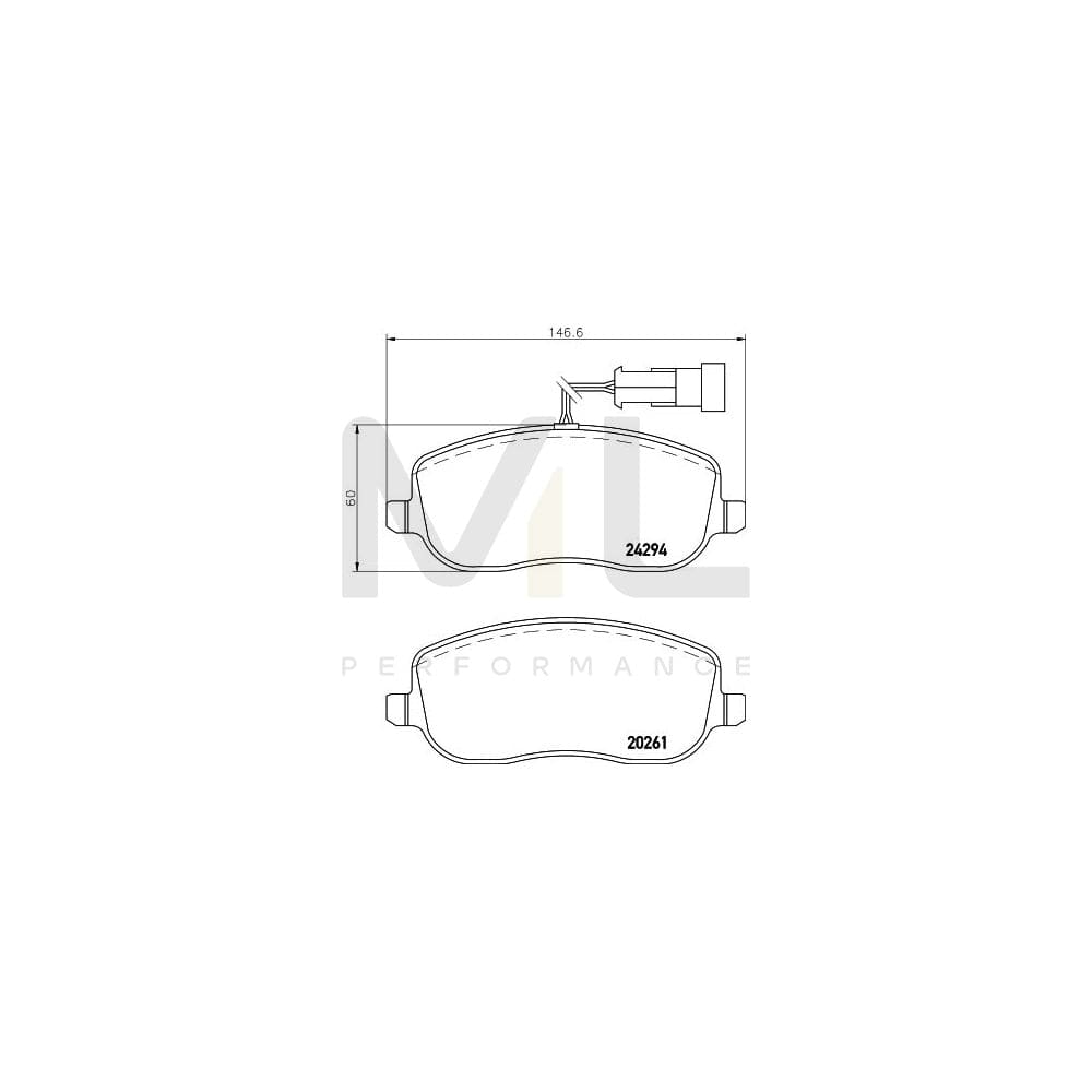 Hella 8DB 355 006-761 Brake Pad Set For Fiat Croma Ii Estate (194) With Integrated Wear Warning Contact