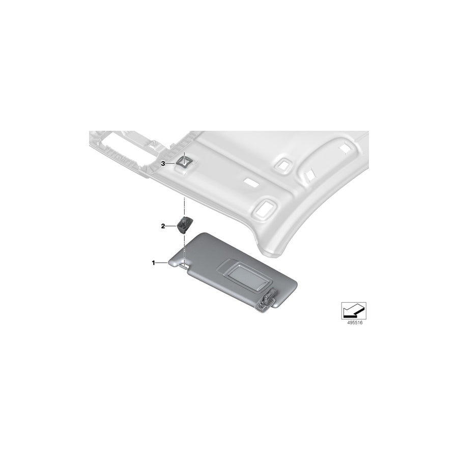 Genuine BMW 51167481631 G20 Left Illuminated Sun Visor ELFENBEINWEISS (Inc. 330i & 330iX) | ML Performance US Car Parts