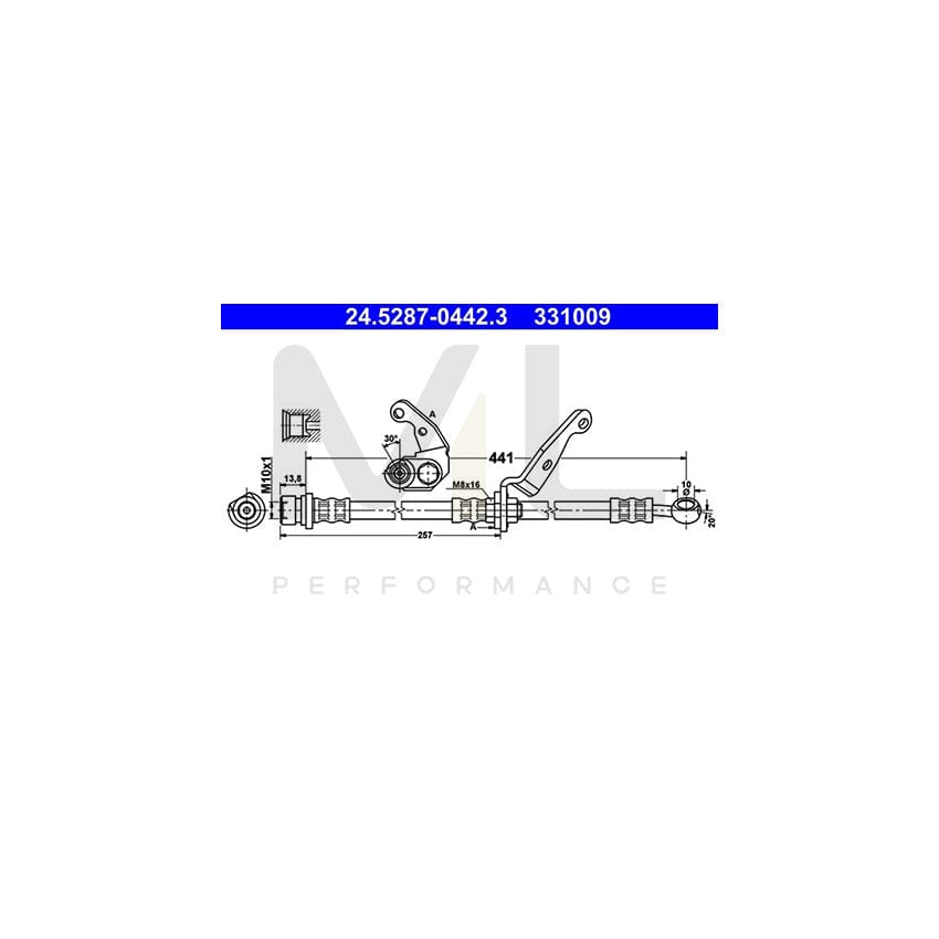 ATE 24.5287-0442.3 Brake Hose for HONDA CR-V I (RD) 441mm, M10x1