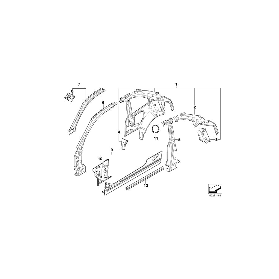 Genuine BMW 41212996573 E82 C-Pillar Reinforcement, Left (Inc. 118d, 128i & 123d) | ML Performance US