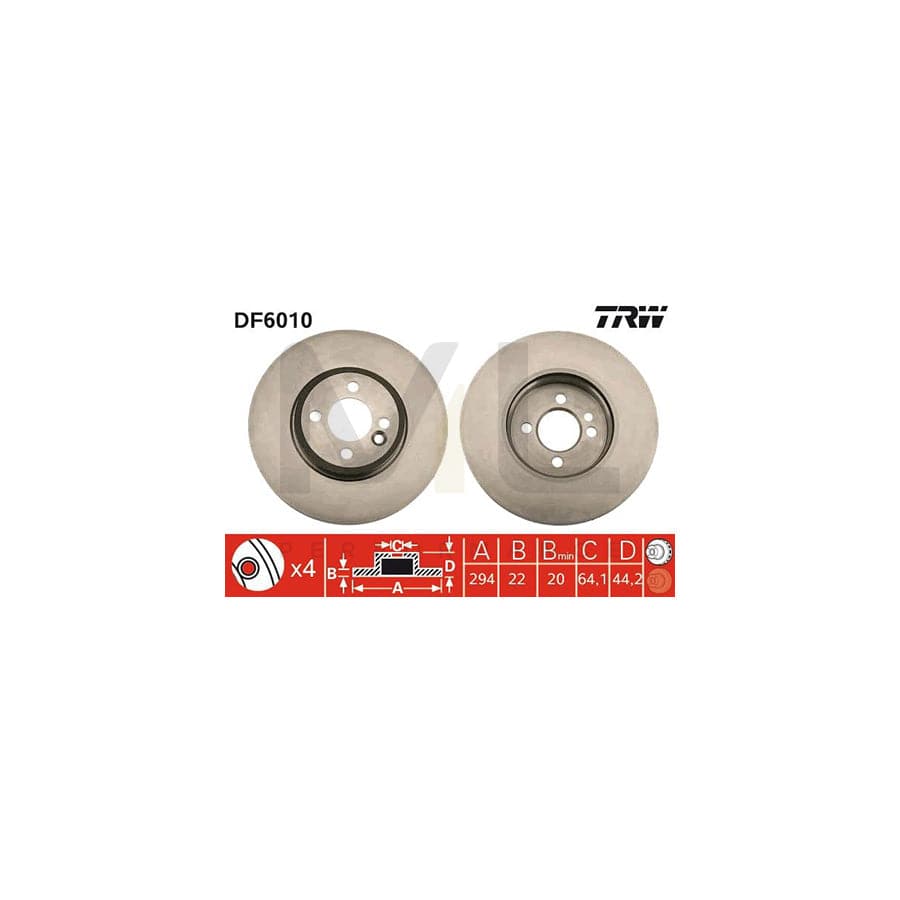 TRW DF6010 Brake Disc Vented | ML Performance Car Parts