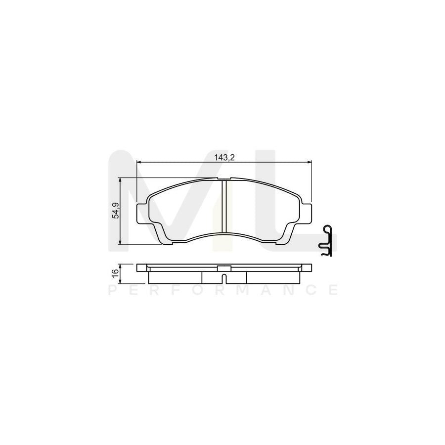 Bosch 0986494503 Brake Pad Set For Mazda B-Series With Acoustic Wear Warning BP1422 | ML Performance Car Parts