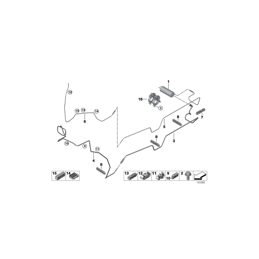 Genuine BMW 16127175085 E53 Rear Fuel Feed Line II (Inc. X5) | ML Performance US Car Parts