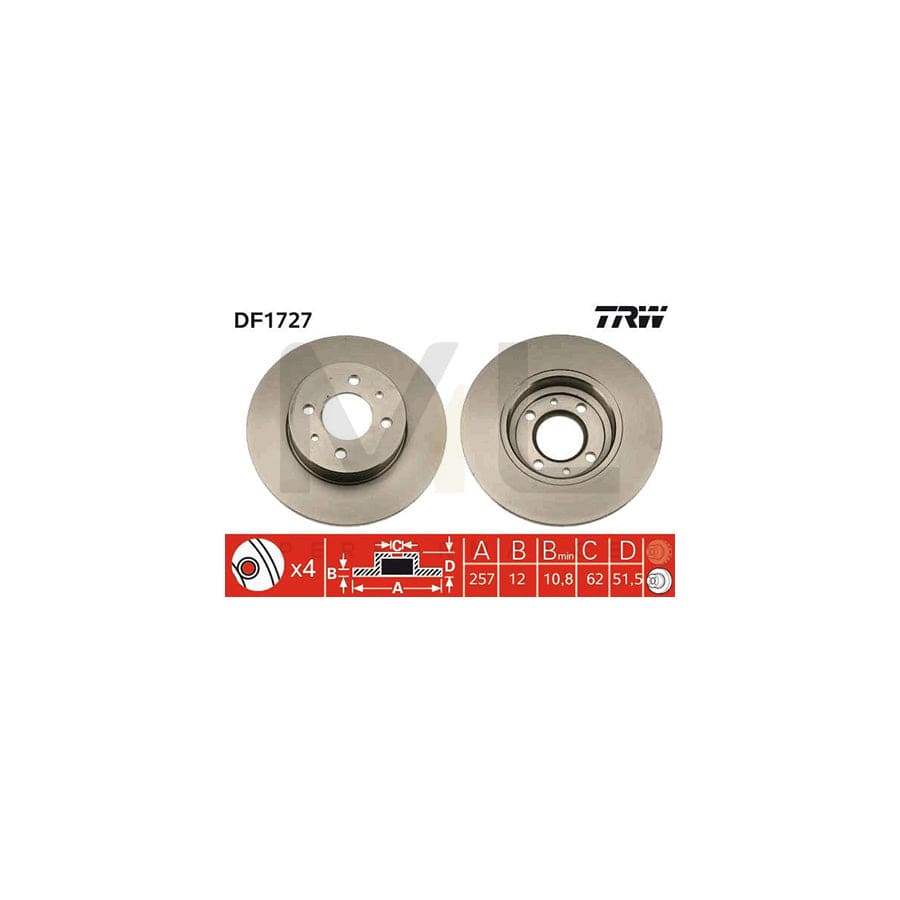 TRW DF1727 Brake Disc Solid | ML Performance Car Parts