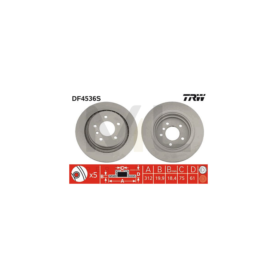 TRW DF4536S Brake Disc Vented, Painted | ML Performance Car Parts