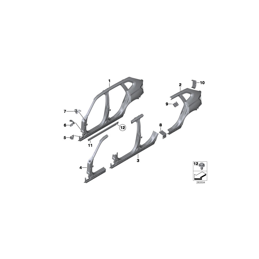 Genuine BMW 41217275586 E84 Reinforcement Plate, C-Pillar, Left (Inc. X1 18d, X1 28iX & X1 25iX) | ML Performance US