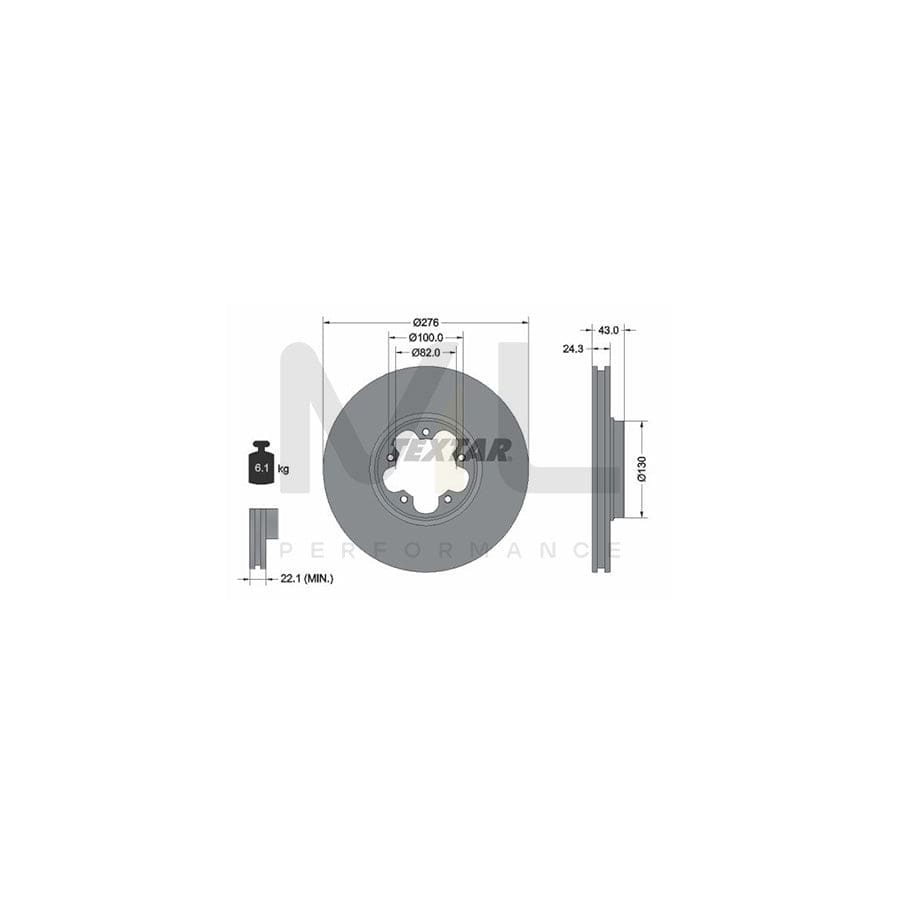 TEXTAR PRO 92110003 Brake Disc for FORD TRANSIT Internally Vented, Coated, without wheel hub, without wheel studs | ML Performance Car Parts
