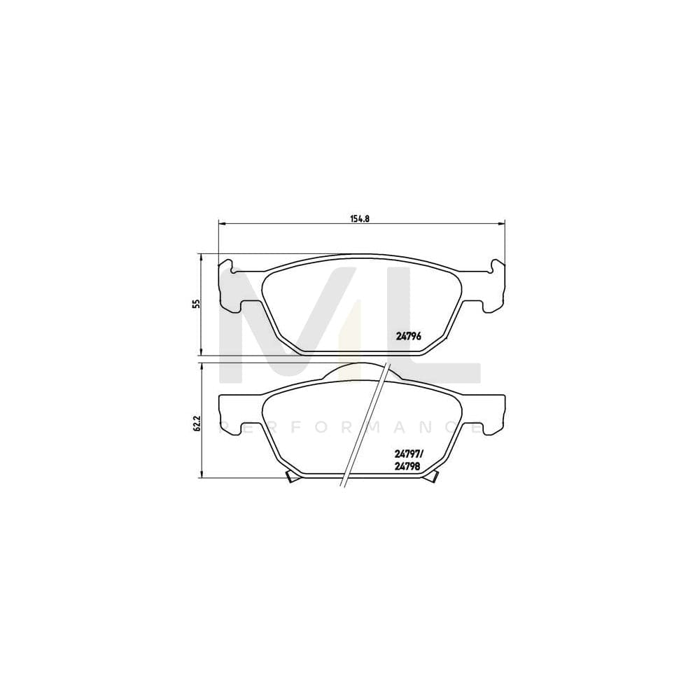 Brembo P 28 044X Brake Pad Set For Honda Accord With Acoustic Wear Warning | ML Performance Car Parts