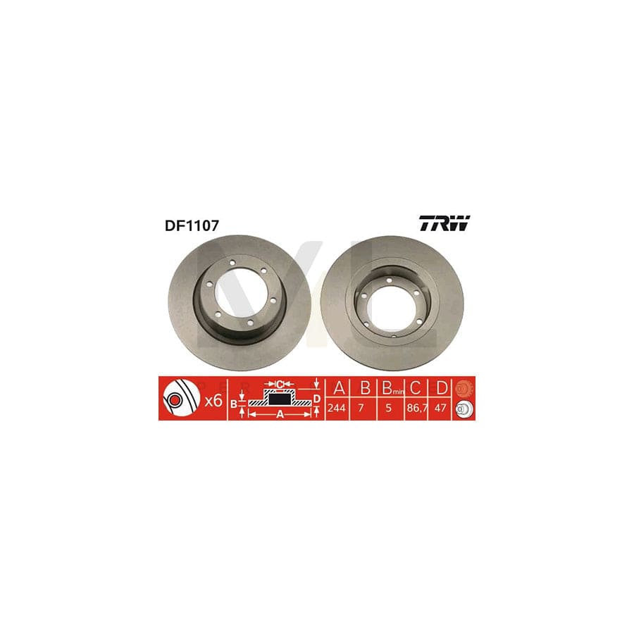 TRW DF1107 Brake Disc Solid, Painted | ML Performance Car Parts