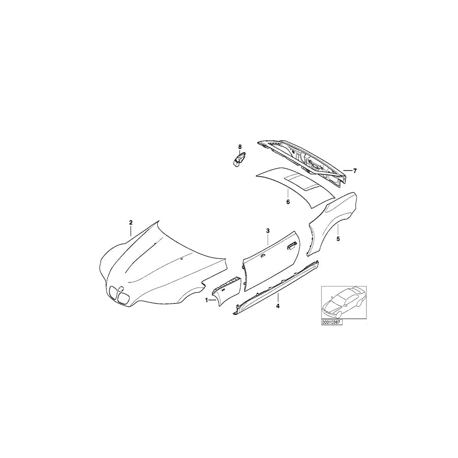 Genuine BMW 41350307015 E36 Side Panel, Rear, Left, Wide (Inc. Z3 2.5, Z3 2.8 & Z3 2.5i) | ML Performance US