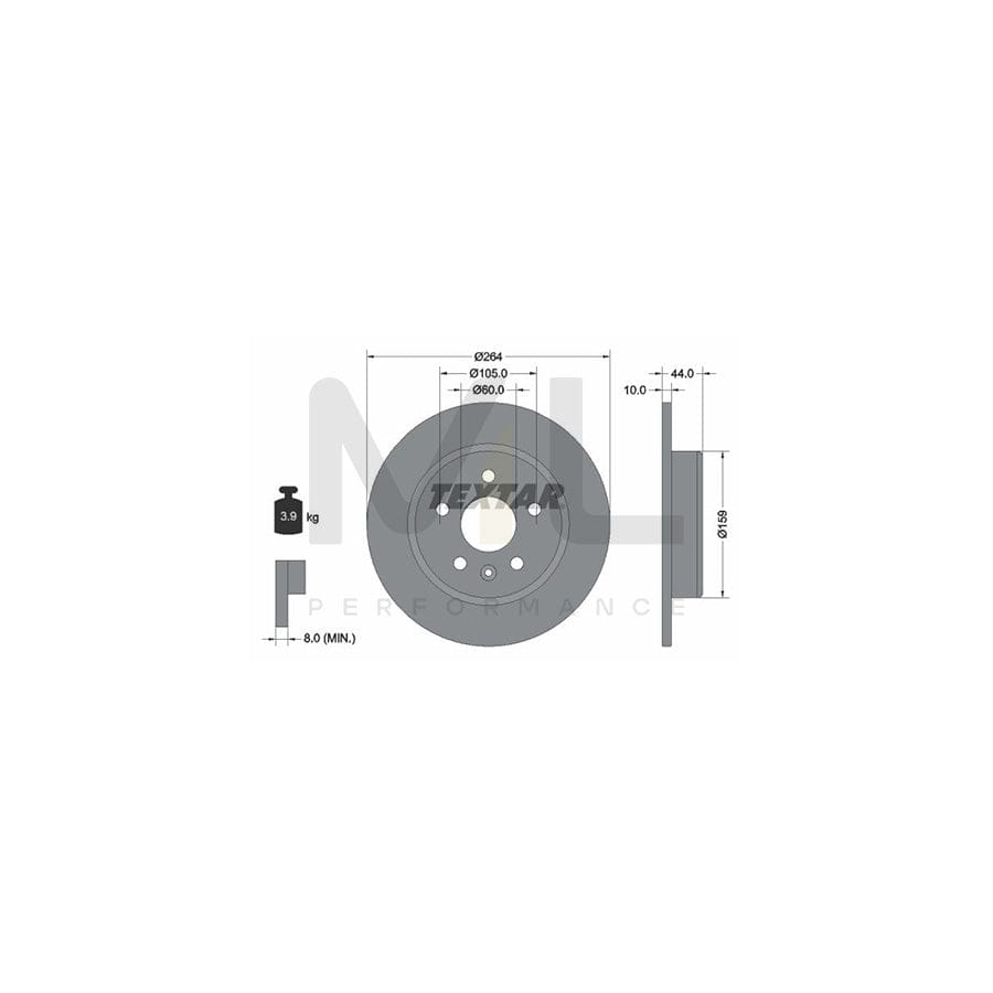 TEXTAR PRO 92275303 Brake Disc Solid, Coated, without wheel hub, without wheel studs | ML Performance Car Parts