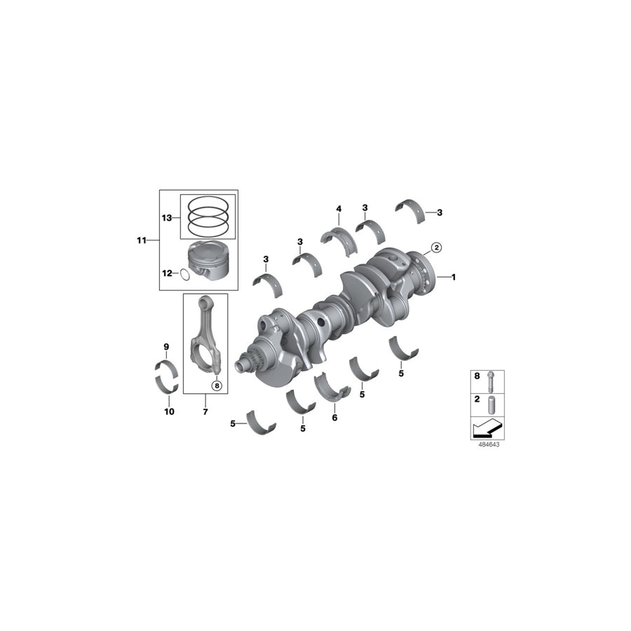 Genuine BMW 11219501195 F93 F92 F90 Bearing Shell, Red 65,00MM (Inc. M5 & M8) | ML Performance US Car Parts