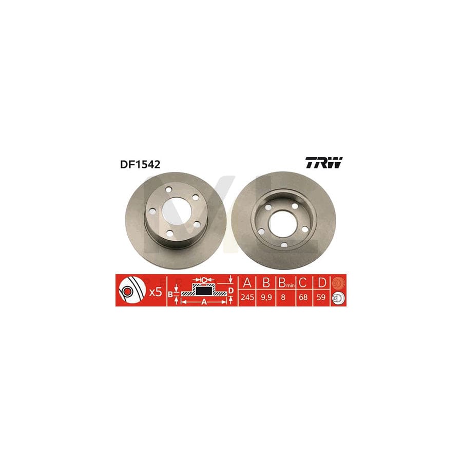 TRW DF1542 Brake Disc Solid, Painted | ML Performance Car Parts