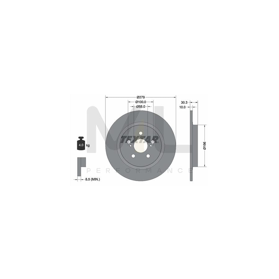 TEXTAR PRO 92228303 Brake Disc for LEXUS CT (ZWA10_) Solid, Coated, without wheel hub, without wheel studs | ML Performance Car Parts