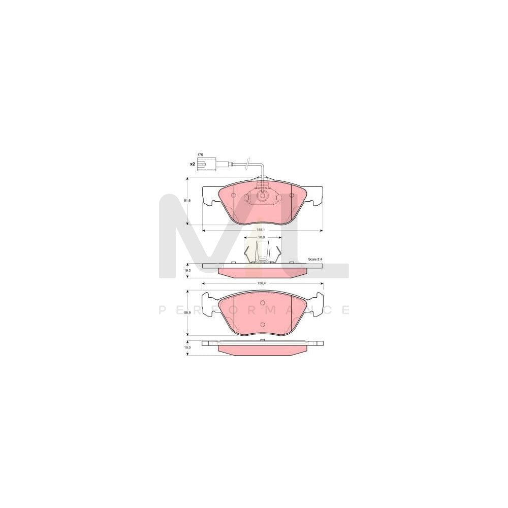 TRW Gdb1362 Brake Pad Set Incl. Wear Warning Contact | ML Performance Car Parts