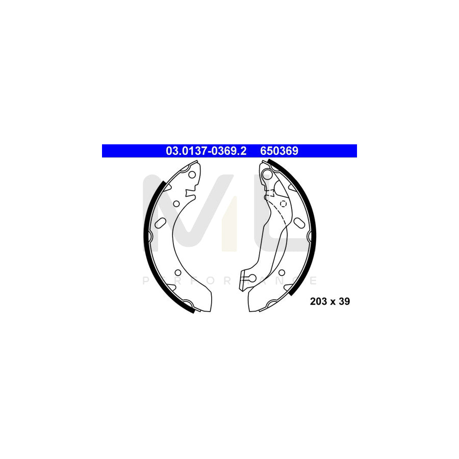 ATE 03.0137-0369.2 Brake Shoe Set with lever
