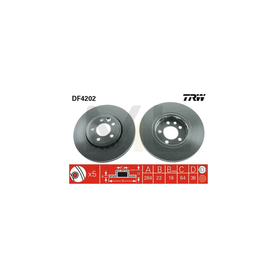 TRW DF4202 Brake Disc Vented, Painted | ML Performance Car Parts