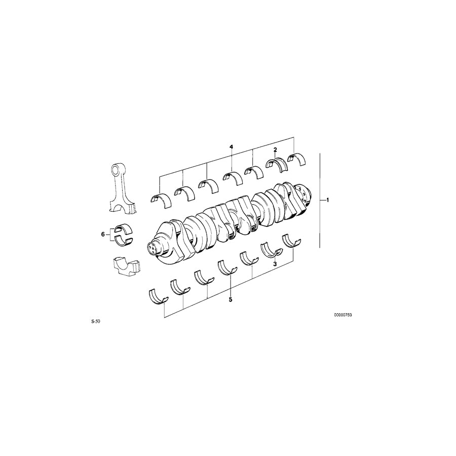 Genuine BMW 11241404010 E36 Bearing Shell 48,50MM(+0,50) (Inc. M3 & Z3 M) | ML Performance US Car Parts