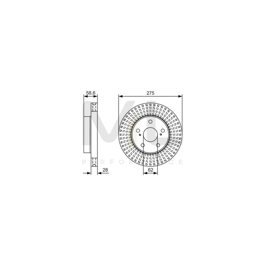 BOSCH 0 986 479 T18 Brake Disc for TOYOTA HILUX Pick-up Vented, Oiled | ML Performance Car Parts