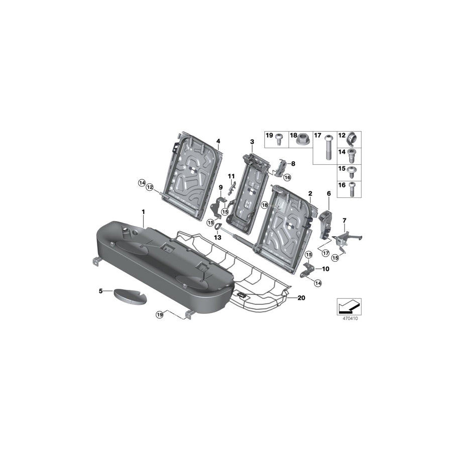 Genuine BMW 52207418942 F15 Centre Backrest Bearing Bracket (Inc. X5) | ML Performance US Car Parts