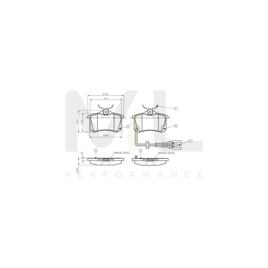 Bosch 0986Tb2141 Brake Pad Set Incl. Wear Warning Contact, With Accessories | ML Performance Car Parts