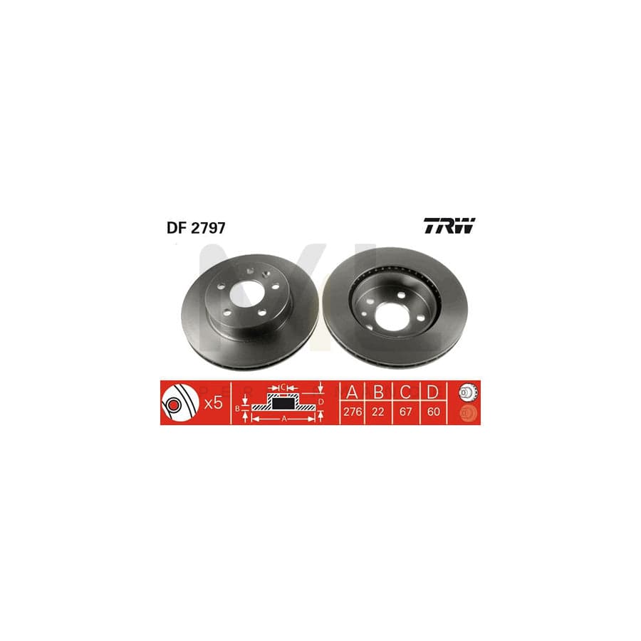 TRW DF2797 Brake Disc Vented, Painted, High-carbon | ML Performance Car Parts