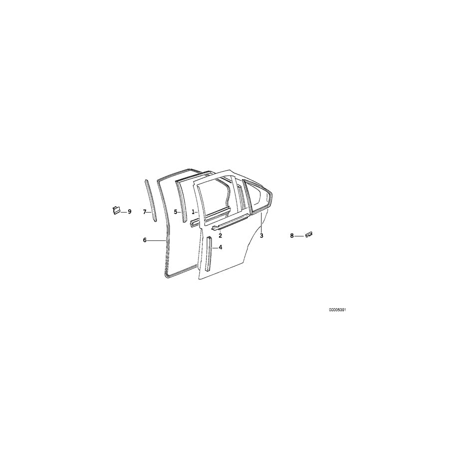 Genuine BMW 51348213983 E36 Left Rear Window Guide (Inc. 325tds, 318is & 318tds) | ML Performance UK Car Parts