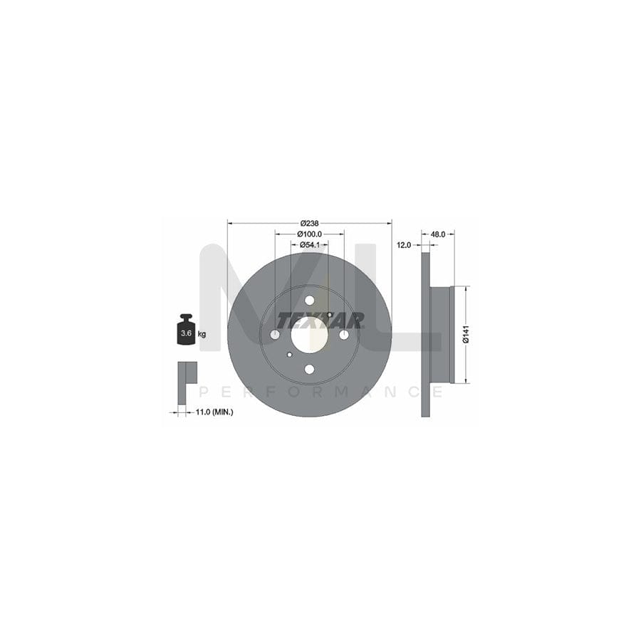 TEXTAR 92065500 Brake Disc for TOYOTA COROLLA Solid, without wheel hub, without wheel studs | ML Performance Car Parts