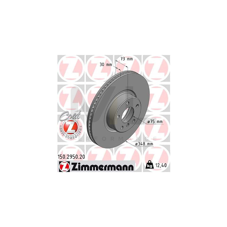 ZIMMERMANN COAT Z 150.2950.20 Brake Disc for BMW X4 (F26) Internally Vented, Coated, High-carbon