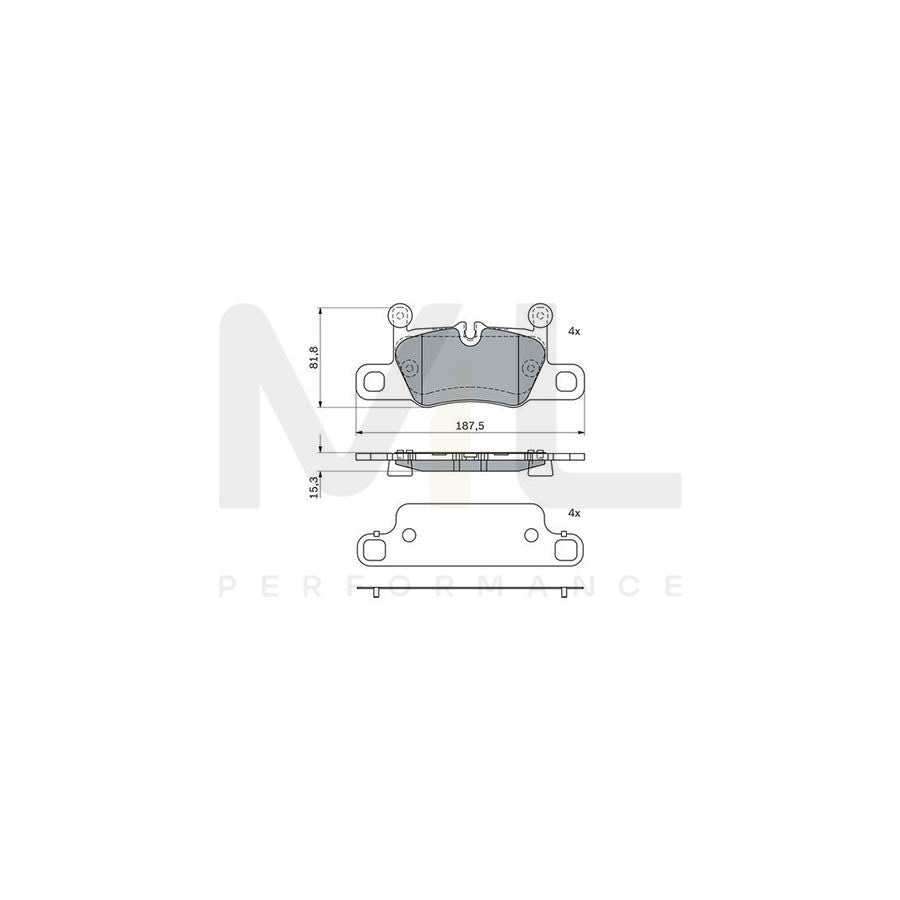 Bosch 0986424972 Brake Pad Set For Porsche Cayenne With Anti-Squeak Plate, With Mounting Manual BP2589 | ML Performance Car Parts