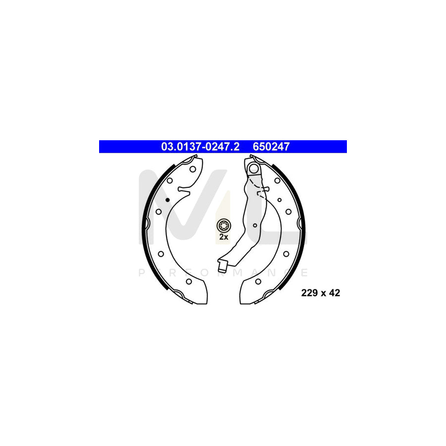 ATE 03.0137-0247.2 Brake Shoe Set for BMW 3 Series with lever