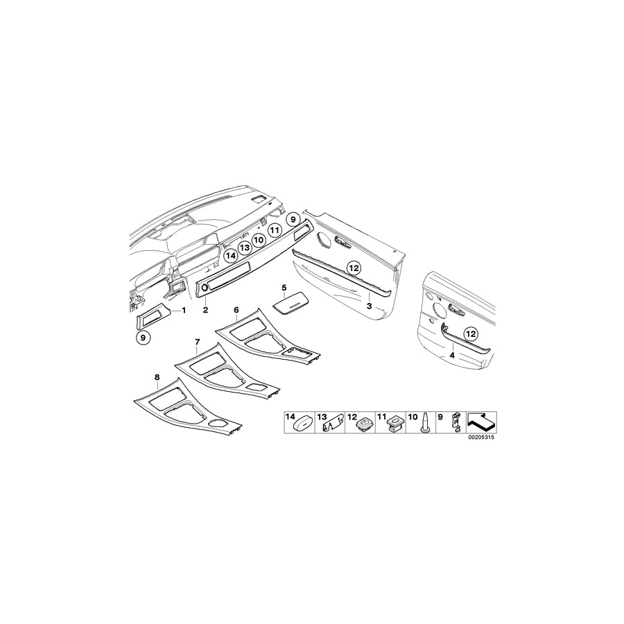 Genuine BMW 51456985892 E90 E91 Decorative Strip, Dashboard Right DIAMANTSCHWARZ (Inc. 320si, 335i & 316d) | ML Performance UK Car Parts
