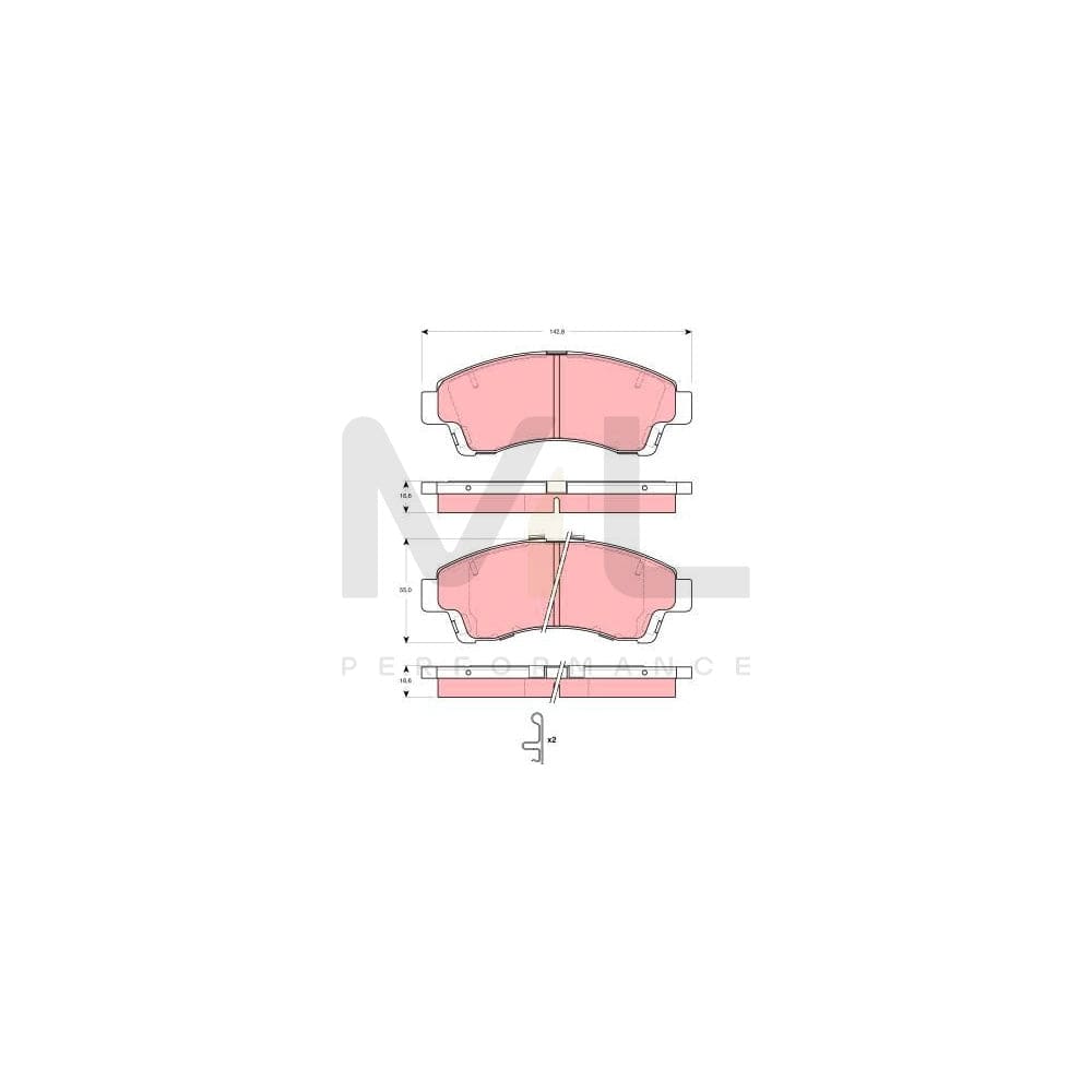 TRW Gdb3321 Brake Pad Set For Mazda B-Series Pickup (Uf) With Acoustic Wear Warning, With Accessories | ML Performance Car Parts