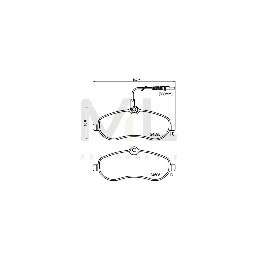 Hella 8DB 355 013-411 Brake Pad Set With Integrated Wear Warning Contact, With Brake Caliper Screws, With Accessories