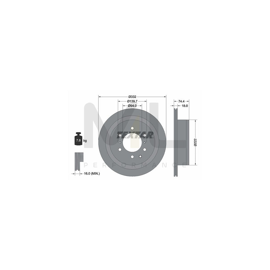 TEXTAR PRO 92167303 Brake Disc for MITSUBISHI PAJERO / SHOGUN Internally Vented, Coated, without wheel hub, without wheel studs | ML Performance Car Parts
