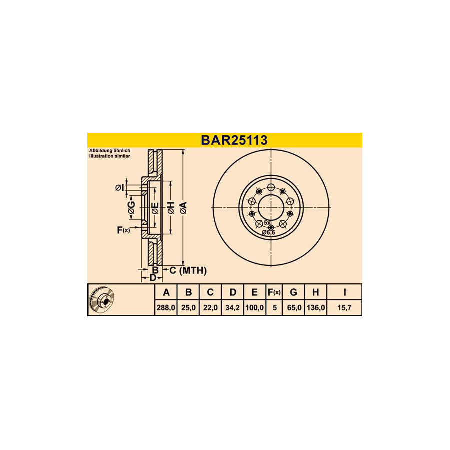 Barum Bar25113 Brake Disc