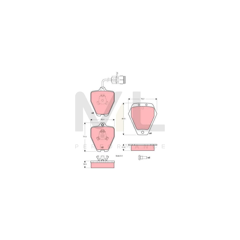 TRW Gdb1329 Brake Pad Set Incl. Wear Warning Contact | ML Performance Car Parts