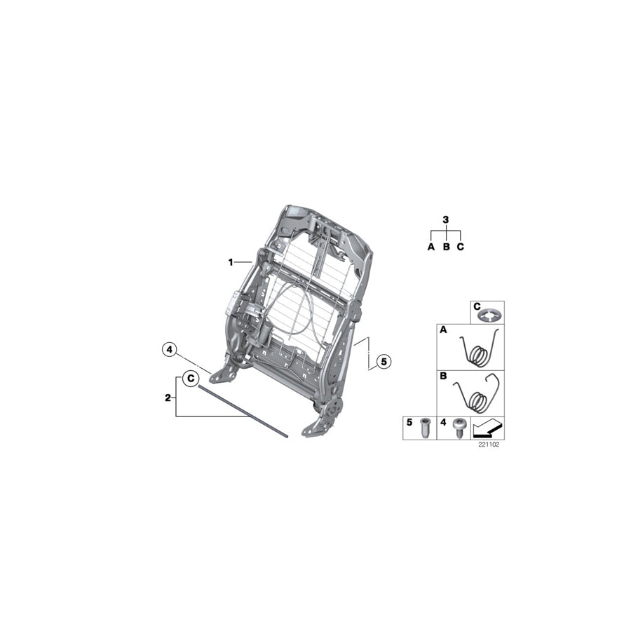 Genuine BMW 52109117545 F02 F03 F04 Backrest Frame, Comfort Seat (Inc. 740dX, 730i & 740Li) | ML Performance US Car Parts