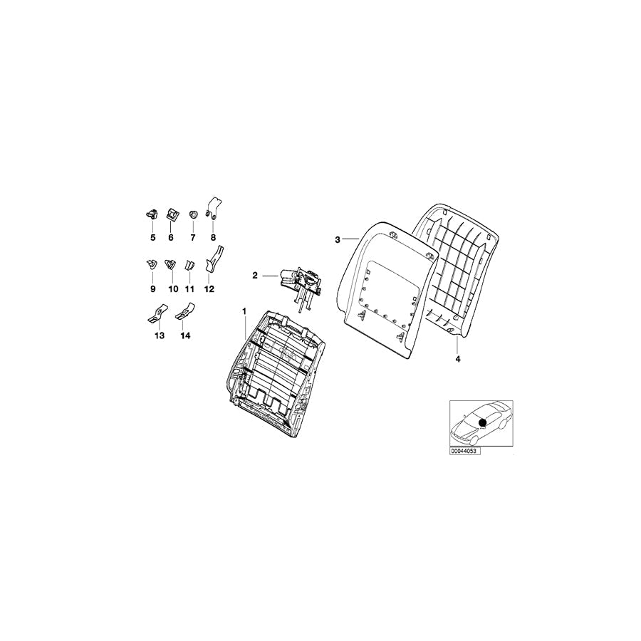 Genuine BMW 52108261081 E39 E38 Backrest Frame (Inc. 728iL, 750iLS & 525tds) | ML Performance US