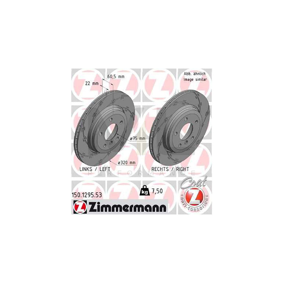 ZIMMERMANN 150.1295.53 Brake Disc for BMW 3 Series Externally Vented, Slotted, Coated, High-carbon - 1 piece