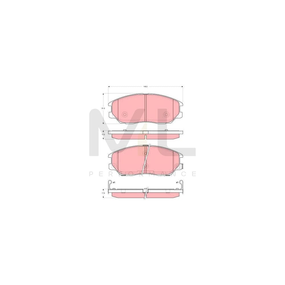 TRW Gdb3360 Brake Pad Set With Acoustic Wear Warning, With Accessories | ML Performance Car Parts