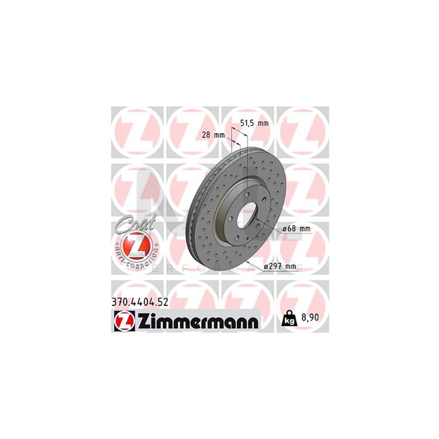 ZIMMERMANN 370.4404.52 Brake Disc for MAZDA 6 Internally Vented, Perforated, Coated - 1 piece