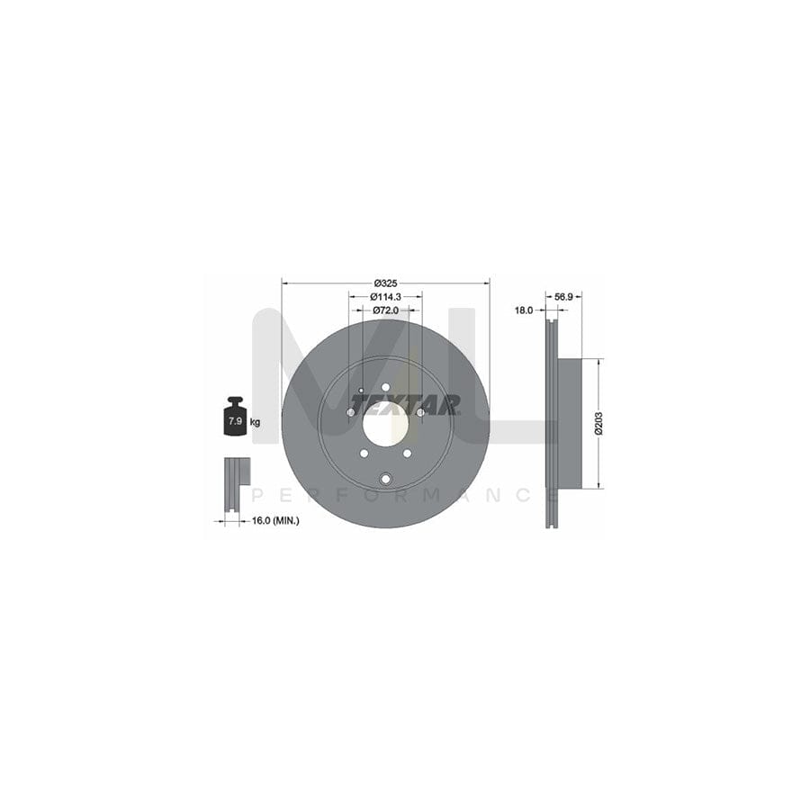 TEXTAR PRO 92223603 Brake Disc Internally Vented, Coated, without wheel hub, without wheel studs | ML Performance Car Parts