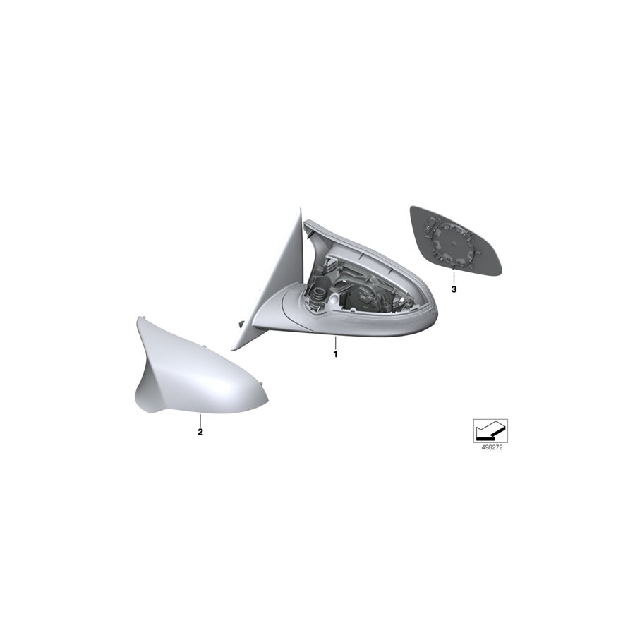 Genuine BMW 51168074242 F87 M Outside Mirror W/O Lens, Heated, Right (Inc. M2 & M2 Competition) | ML Performance US Car Parts